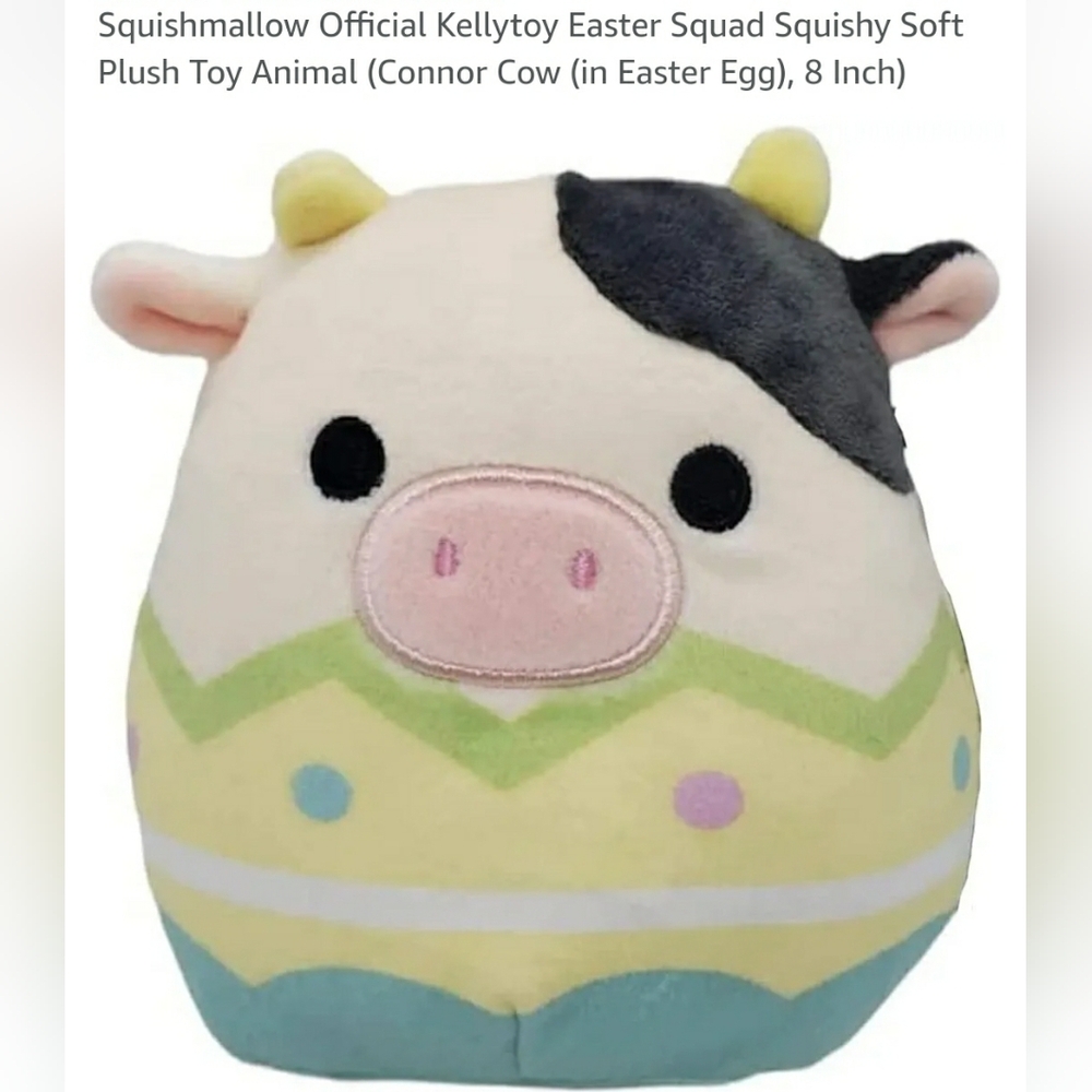 Squishmallows Conner Cow with Easter egg outfit like new no tag